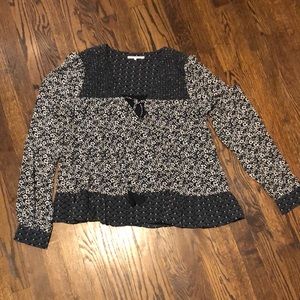 Floral Blouse - Navy and White